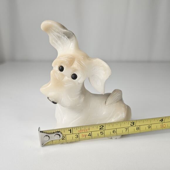 Vintage Alabaster Stone Dog Scottish Terrier Mid-century Signed 3.5" - Picture 7 of 8